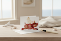 Greeting card with a decorative design on a white background