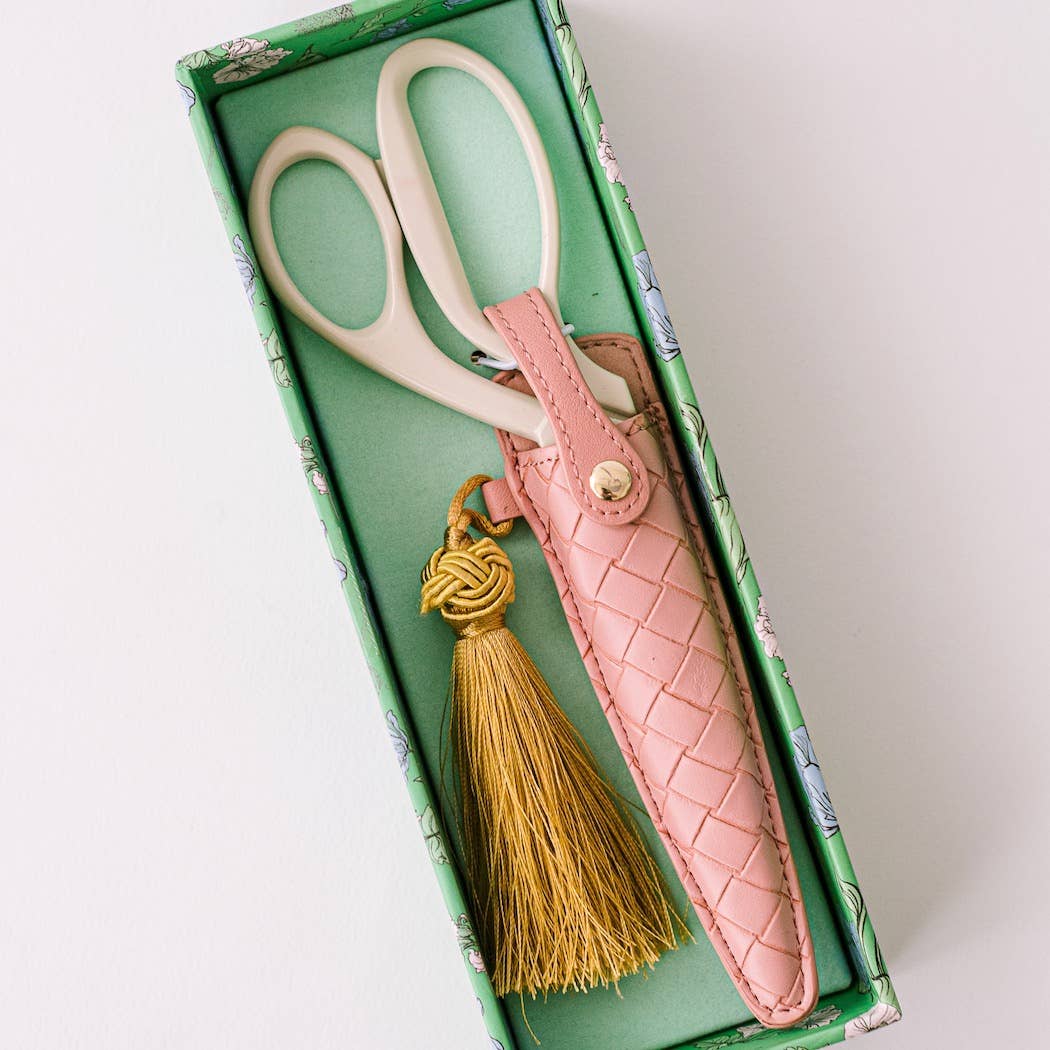 Ivory and Gold Heirloom Scissors with Case - Petunia Pink
