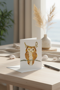 Greeting card with an owl design on a white background