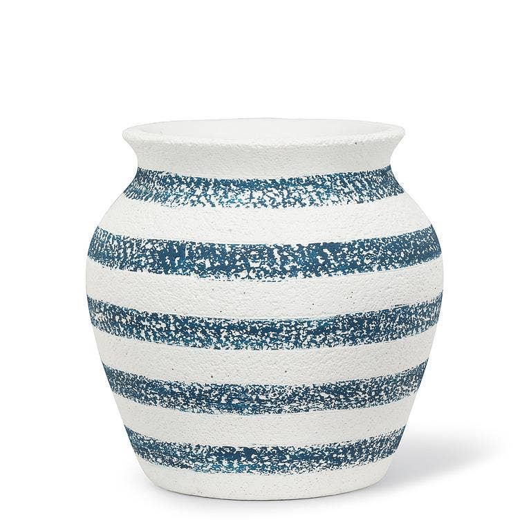 Small Striped Urn Planter-White Blue-7"H