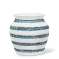 Small Striped Urn Planter-White Blue-7"H