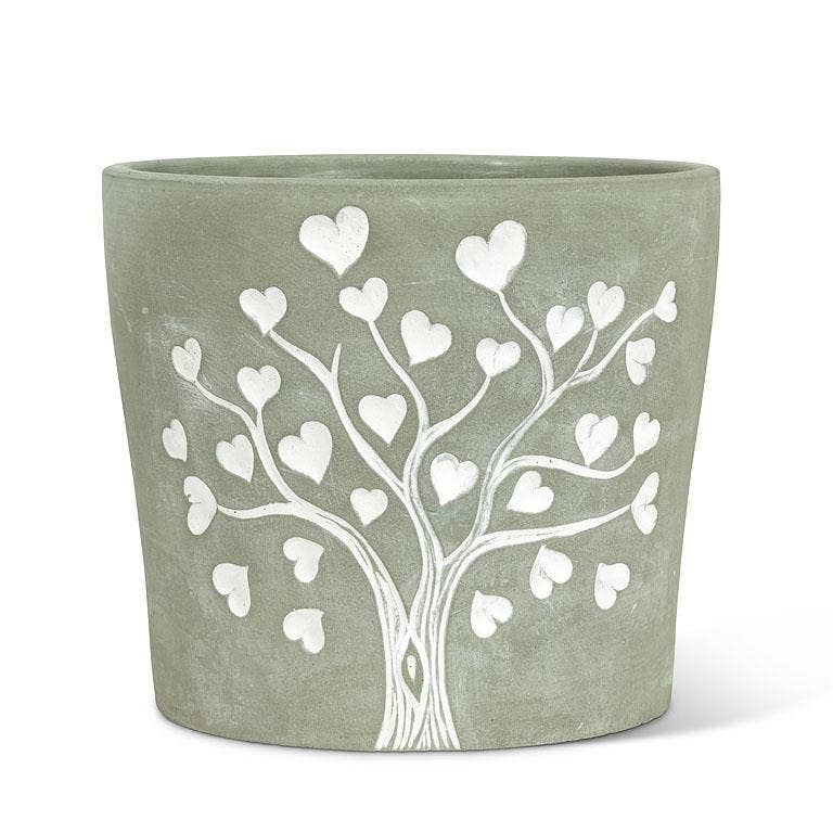 Tree of Life Planter - Engraved White Hearts Design