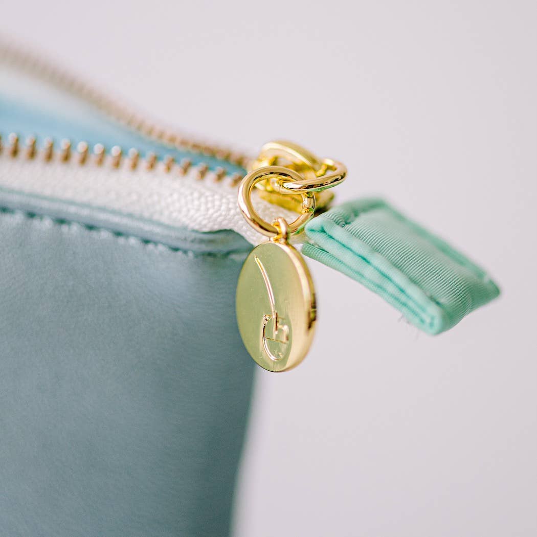 Luxe Standing Pencil Pouch - Metallic Blue Sky