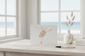 Greeting card with a ballerina design on a white background