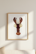 Framed artwork of a pressed flower  lobster on a white background