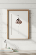 Framed artwork of a pressed flower dancer on a white background