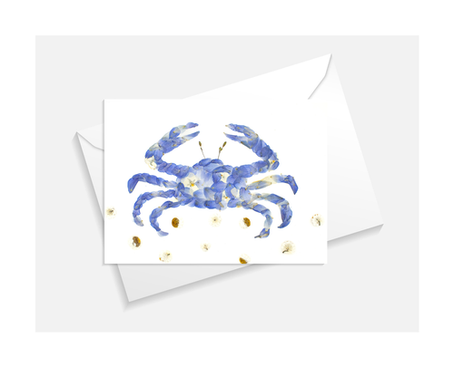 Blue Crab Folded Notecards – Set of 6 Coastal Stationery