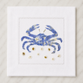Blue Crab Cocktail Hemstitch Napkins