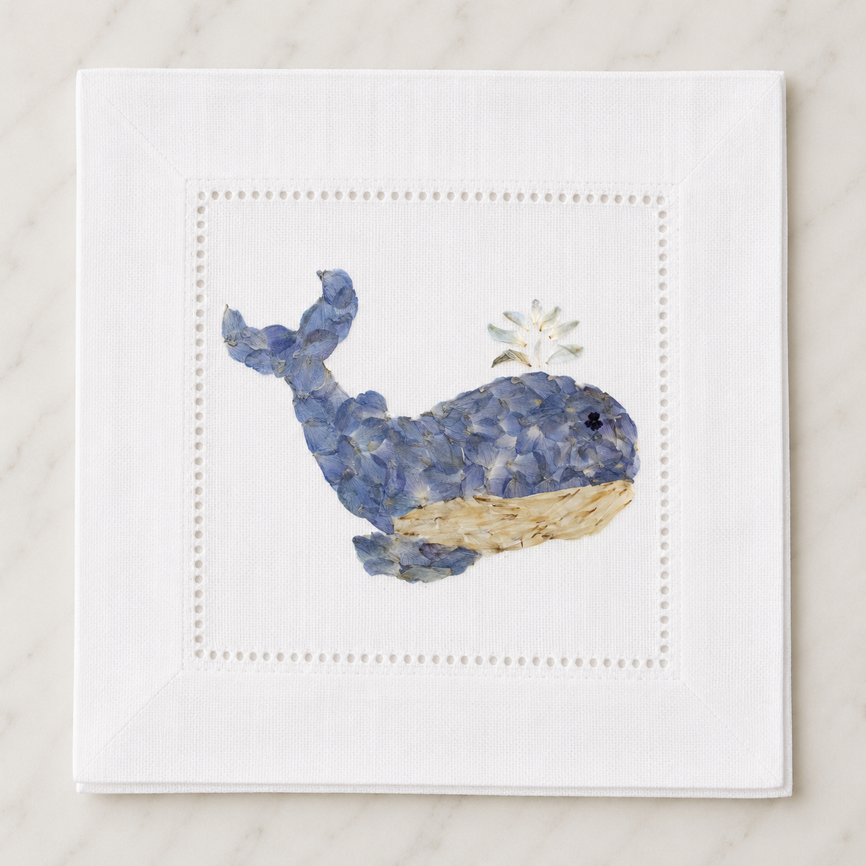Whale Cocktail Hemstitch Napkins