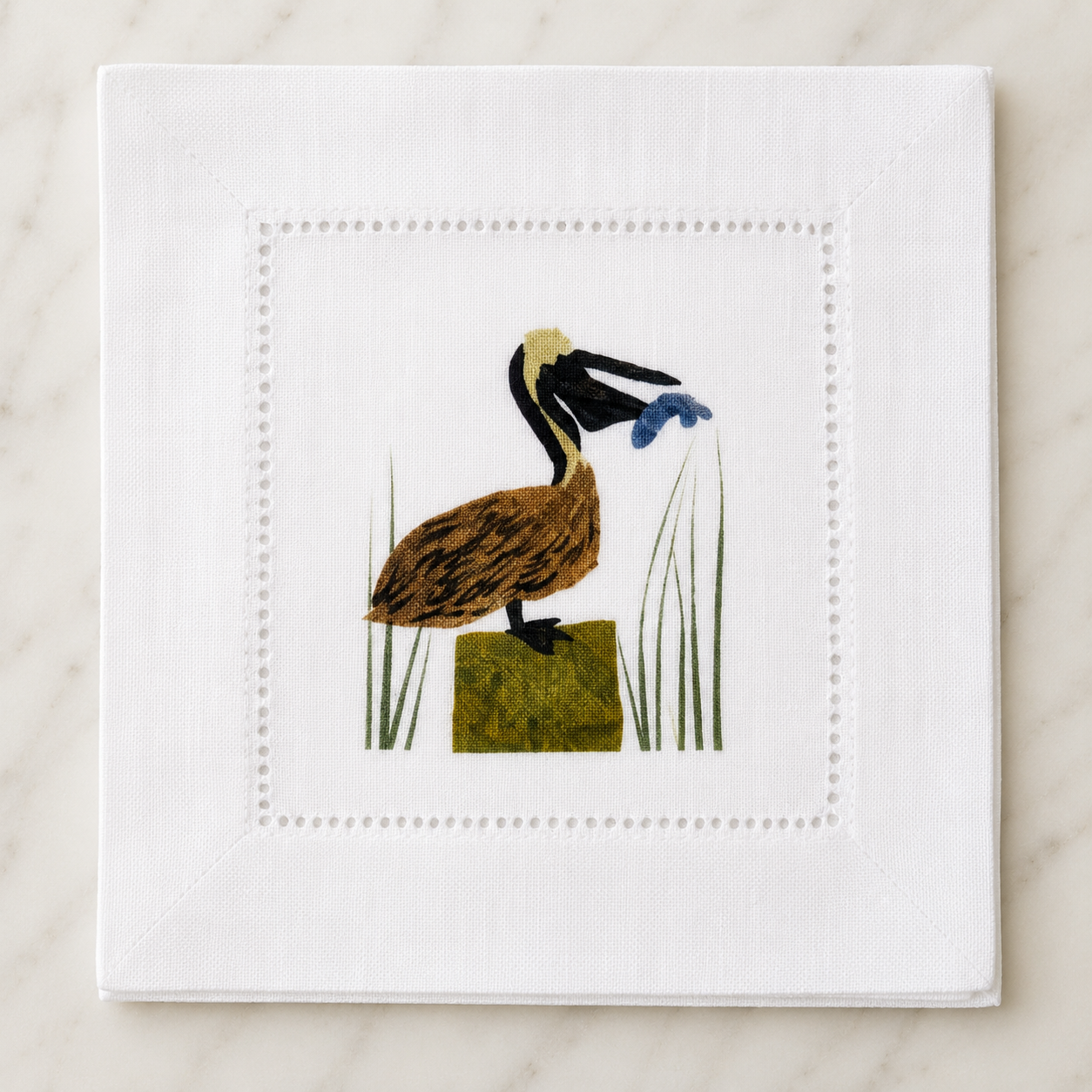 Pelican Cocktail Hemstitch Napkins