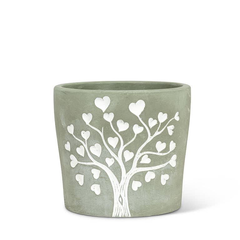 Tree of Life Planter - Engraved White Hearts Design